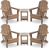 4 Chairs & 2 Tables Folding Adirondack Chair Set with Table – HDPE Weatherproof Outdoor Patio Chairs with Reclining - Photo 1