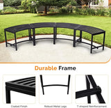 VINGLI Outdoor Metal Curved Bench, Weatherproof Fire Pit Bench Set of 4, Heavy Duty Steel Backless Benches - Photo 5