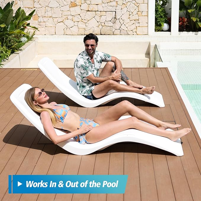 in Pool Lounge Chairs,Pool Lounge Chairs for Water Depths Up to 9”,Weather-Resistant Design,Tanning Chairs for Sun Shelves, Poolside & Beach Lounge Furniture for Outdoor Relaxation(1PC)