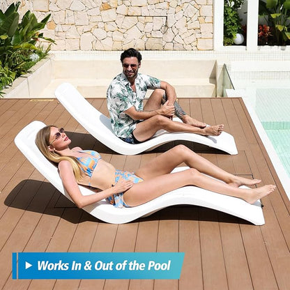 in Pool Lounge Chairs,Pool Lounge Chairs for Water Depths Up to 9”,Weather-Resistant Design,Tanning Chairs for Sun Shelves, Poolside & Beach Lounge Furniture for Outdoor Relaxation(1PC)