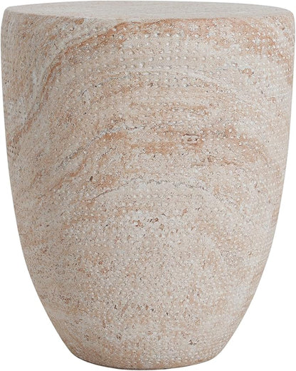 Christopher Knight Home Jaym 17.5" H Indoor Outdoor Accent Side Table, Patio Decorative End Table, Tapered Cylinder Lightweight Concrete Garden Stool for Patio Balcony & Garden Decor, Travertine