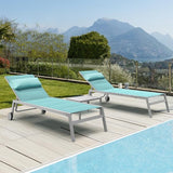 Domi Patio Chaise Lounge Set of 2 with Side Table, Adjustable Full Aluminum Pool Lounge Chairs with Wheels - Photo 8