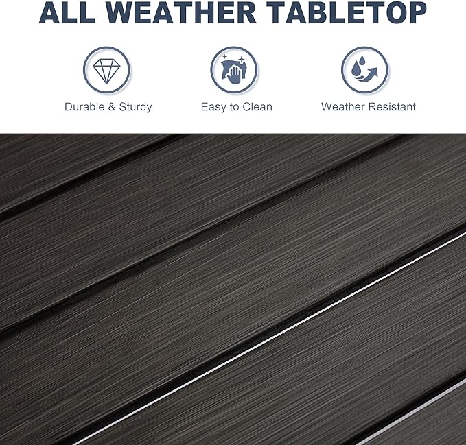 VICLLAX Round Patio Dining Table, Metal Outdoor Bistro Table with Storage Shelf for Balcony Garden Deck, 27.6" Ash Grey - Photo 5
