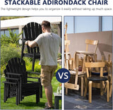 nevilywood 5-Piece HDPE Adirondack Chair Set, 4 Stackable Chairs Coffee Table, All-Weather Wood Grain - Photo 6