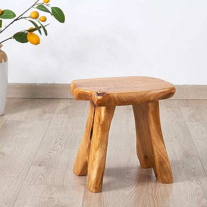Natural Shape Stump Stool 12.5"x10"x12" Solid Wood Cedar Root End Table Rustic Plant Stand Live Edge Coffee Table Vintage Side Table Living Room Bedroom Accent Outdoor Garden Foot Stool