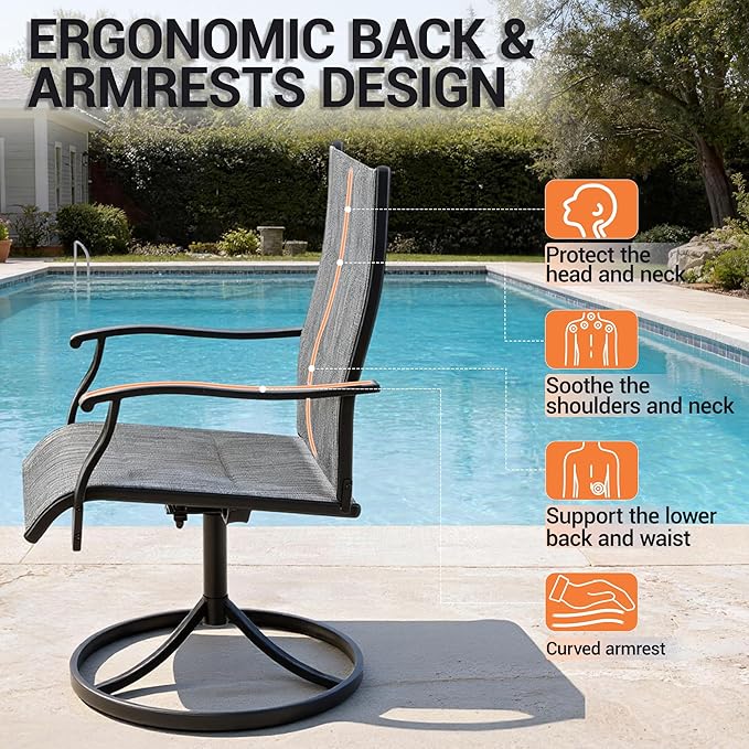 Patio Swivel Chairs Set of 2, Outdoor Dining Chairs High Back - Photo 5