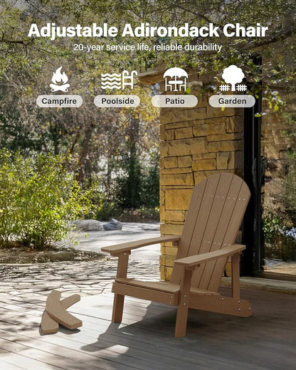 YEFU Outdoor Rocking Chair,Adirondack Rocking Chair,Patio Rocker Chair with Wide Back,Oversized Rocker Chair Look Like Real Wood, for Lawn, Porch, Backyard, Indoor and Garden(Teak)