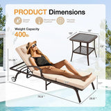HOMREST Wicker Chaise Lounge Set of 2, Pool Lounge Chair with Side Table - Photo 2