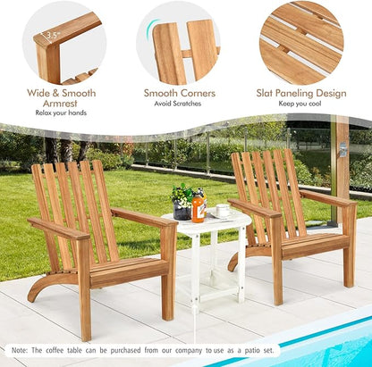 Tangkula Adirondack Chair Acacia Wood Outdoor Armchairs, Weather Resistant for Patio Garden Backyard Deck Fire Pit, Lawn Porch Furniture & Lawn Seating, Campfire Chair, Adirondack Lounger (4, Natural)