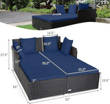 Tangkula Outdoor Rattan Daybed, Sunbed Wicker Furniture w/Spacious Seat, Upholstered Cushion & High-Resilience Sponge - Photo 4