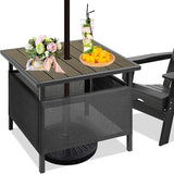 LZRS Adirondack Square Outdoor Side Table with Umbrella Hole, Pool Composite Patio Table, HDPE End Tables for Backyard - Photo 4
