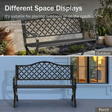 PHI VILLA 50" Garden Metal for Outdoors Weatherproof 2-Person Steel Furniture for Garden, Patio, Porch, Black - Photo 6