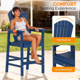 VINGLI Tall Adirondack Chair, All-Weather Plastic Adirondack Chair with Cup Holder Heavy-Duty Outdoor Barstools for - Photo 5