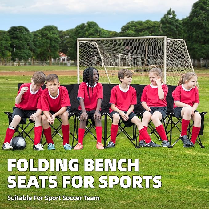 G GOOD GAIN Portable Soccer Bench - Team Bench Soccer 6 Seats with Bag, Sideline Folding Bench - Photo 4