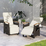HAPPYGRILL Outdoor Rattan Wicker Chaise Lounge Recliner Chair with Adjustable Backrest & Footrest - Photo 5