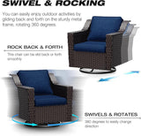 Joyside Swivel Patio Chairs Set of 2, Wicker Patio Furniture with Wide Armrest and Thick Cushions - Photo 3
