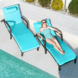Chaise Lounge Chairs Outdoor Set of 6, Comfy Outside Wicker Patio Pool Lounge Chair w/ 5 Adjustable Back Angle - Photo 2