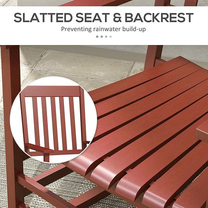 Outsunny Outdoor Rocking Chair Set of 2, Patio Rocking Chair with Smooth Curves, High Density Wooden Rockers for Lawn Garden Porch, Supports Up to 350lbs, Wine Red