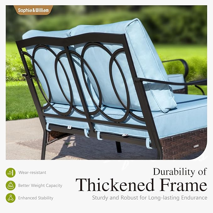 Sophia & William Extra Large Outdoor Patio Motion Sofa Chairs Set 2 PCS Heavy-Duty Metal Porch Furniture with High Back - Photo 5