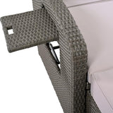 Outdoor Rattan Double Chaise Lounge, 2-Person Reclining Sunbed with 3-Height Adjustable Back - Photo 6