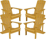 Flash Furniture Charlestown Poly Resin Adirondack Chair - Yellow - All Weather - Indoor/Outdoor - Set of 4 - Photo 1