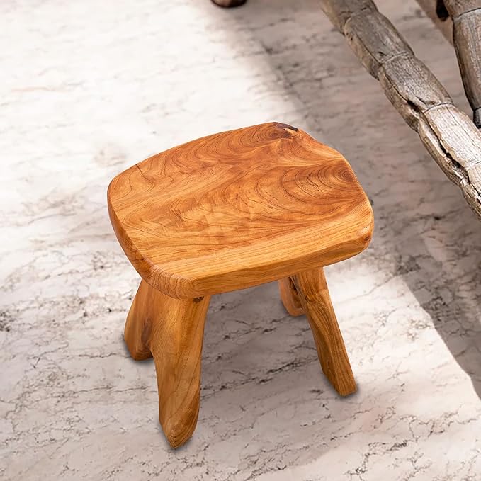 Natural Shape Stump Stool 12.5"x10"x12" Solid Wood Cedar Root End Table Rustic Plant Stand Live Edge Coffee Table Vintage Side Table Living Room Bedroom Accent Outdoor Garden Foot Stool