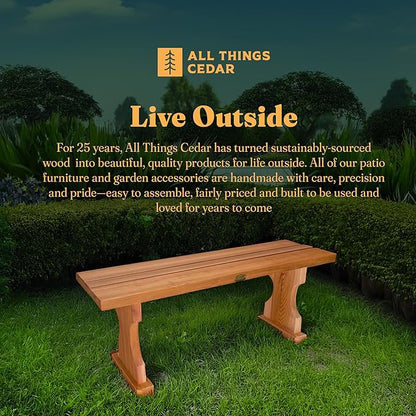 All Things Cedar BB45 Cedar Backless Bench | 4ft Wood Bench Indoor & Outdoor | Handcrafted with Western Red Cedar | Perfect for Patio, Garden, Picnic & Poolside | 45x14x17