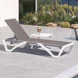 PURPLE LEAF Patio Chaise Lounge Chair Set Outside Aluminum Plastic Stackable Tanning Chairs with Side Table for Pool - Photo 1