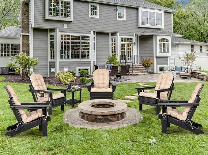 nalone Folding Adirondack Chairs Set of 2 with Cushions and Cup Holder - Photo 8