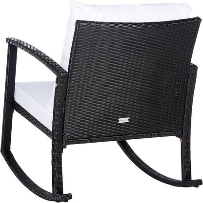 SAFAVIEH Outdoor Collection Daire Black/White Cushion Rocking Chair PAT7721A