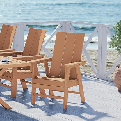 WestinTrends Ashore Outdoor Patio HDPE Plastic Modern Adirondack Dining Chair Teak