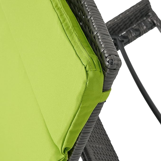 Christopher Knight Home Salem Outdoor Wicker Adjustable Chaise Lounges with Cushions, 2-Pcs Set, Multibrown / Bright Green