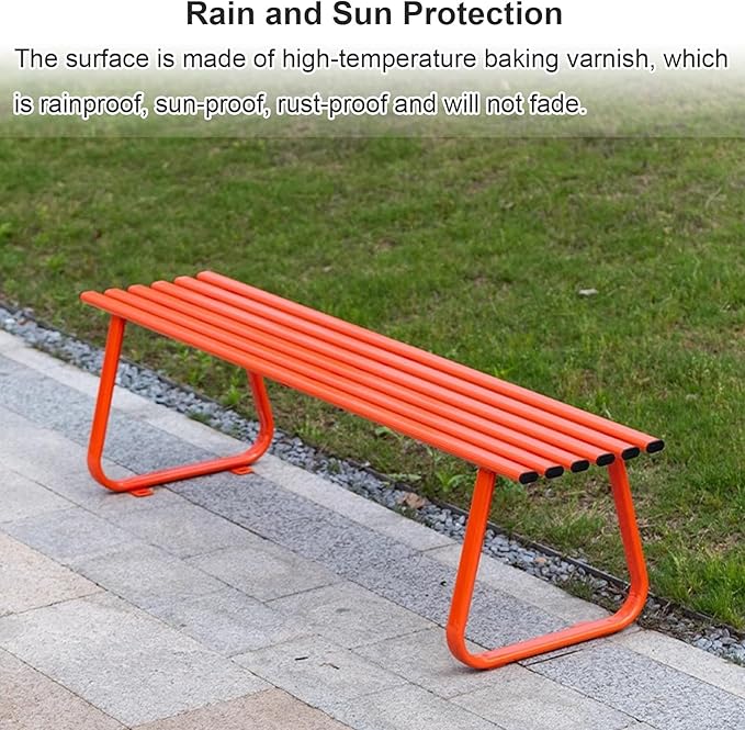 Outdoor Metal Garden Bench, Weatherproof Park Bench, Heavy Duty Design, Load Capacity 880lbs for Gardens, Porches, and Balconies