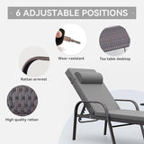 3 Pieces Patio Chaise Lounge Set Outdoor PE Rattan Armrest Lounge Chair Adjustable Backrest Reclining Chair with - Photo 4