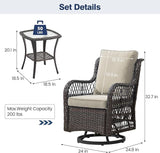 GAOMON 3 Pieces Outdoor Swivel Rocker Chair Set of 2 with Small Side Table, 360-Degree Swivel Rocking Chair - Photo 2
