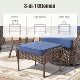 6 Pieces Outdoor Patio Furniture Set, All Weather Wicker Swivel Rocker Patio Chairs High Back Sofa with Ottomans - Photo 9