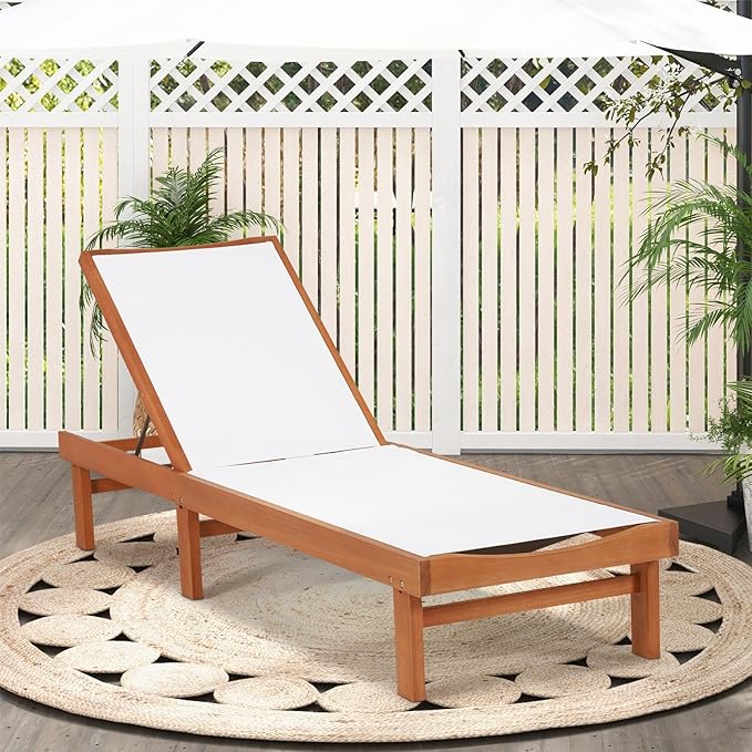 LDAILY Moccha Outdoor Chaise Lounge Chair, Patio Recliner Chaise Lounge with 5 Positions Backrest - Photo 2