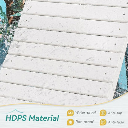Pool Lounge Chairs Set of 4 - Anti-Floating HDPS Design for Pools & Backyard Sun Decks, Weighted Pool Chairs and Lounges for Poolside or Outside, Includes Headrest, White