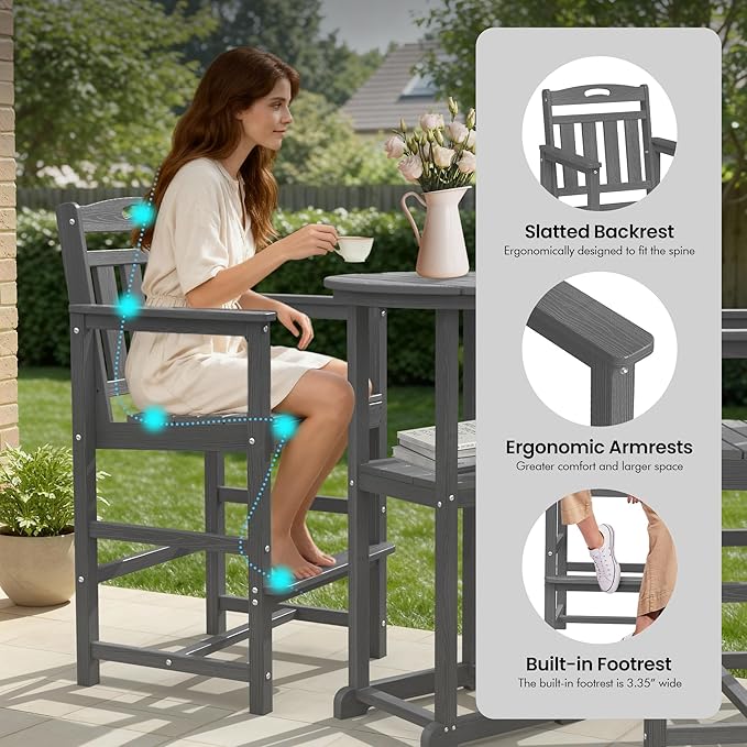 Ciokea 3-Pcs Bistro Table and Chairs - Photo 5