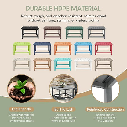 WestinTrends Malibu Low Outdoor HDPE Square Patio Coffee Table, Gray