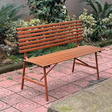 Sturdy 3-Seater Metal Garden Bench | 120cm Outdoor Patio Furniture | Weather-Resistant Slatted Seat & Backrest - Photo 1