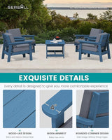 SERWALL Outdoor Patio Furniture Set, 5 Piece HDPE Patio Conversation Sets - Photo 4