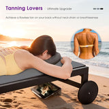 PURPLE LEAF Outdoor Tanning Lounge Chair Set with Face Hole Adjustable Reclining Chairs for Poolside Beach Wheels - Photo 3