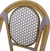 Christopher Knight Home Gwendolyn Outdoor French Bistro Chairs (Set of 2), Gray + White + Bamboo Print Finish - Photo 5