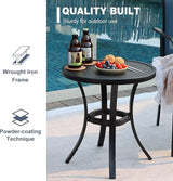VICLLAX 18.5" Outdoor Side Table Small Patio End Table Round Bistro Coffee Table, Black - Photo 4