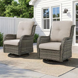 Belord Outdoor Swivel Chairs Set of 2, Patio Wicker Rocker Chairs, All Weather Patio Conversation Furniture Set - Photo 1