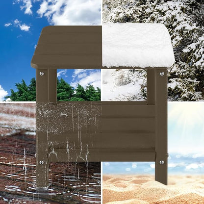 Adirondack Outdoor Side Table, 2-Tier Small Patio End Table, Weather Resistant HDPE Outdoor End Tables for Garden, Lawn, Pool, Beach, Porch, Deck, Backyard - Square, Dark Brown