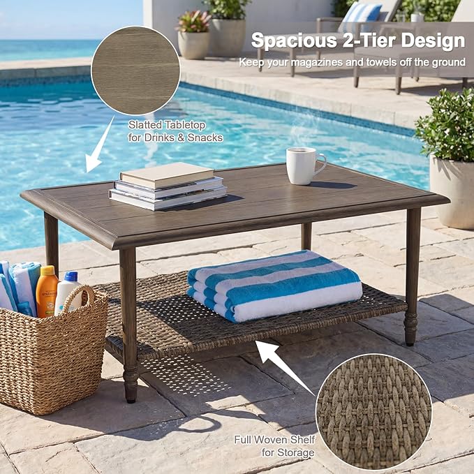 5 Pieces Patio Furniture Sets-Swivel Patio Chairs with High Back Cushions and Outdoor Coffee Table,All Weather Patio Conversation Set for Garden Backyard Porch Deck