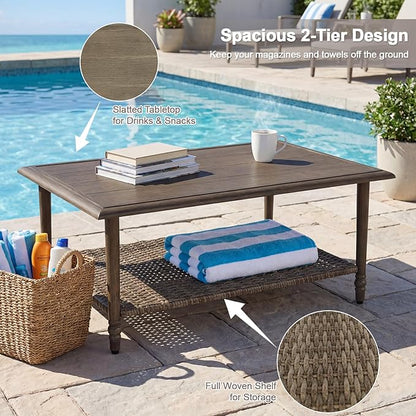 5 Pieces Patio Furniture Sets-Swivel Patio Chairs with High Back Cushions and Outdoor Coffee Table,All Weather Patio Conversation Set for Garden Backyard Porch Deck