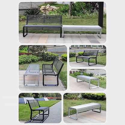 All-Weather Metal Garden Bench, Cast Aluminum Loveseat Chair for Patio, Yard, Balcony & Backyard - Silver Color with Backrest, 150cm Outdoor Seating